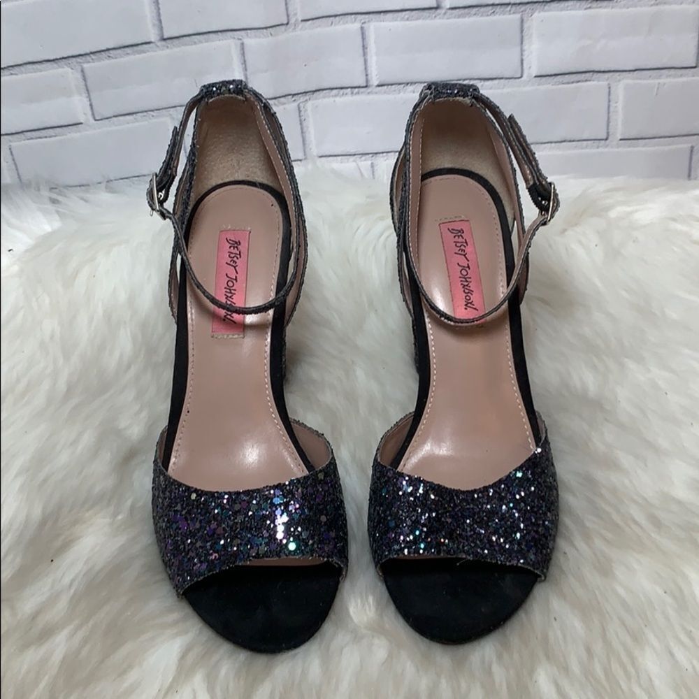 Betsey Johnson Glissten Dark Glitter Shoes Sz 8.5 - Picture 4 of 8